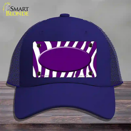 Purple White Zebra Purple Center Oval Novelty License Plate Hat Mesh / Royal Blue