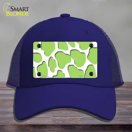 Lime Green White Giraffe Novelty License Plate Hat Mesh / Royal Blue