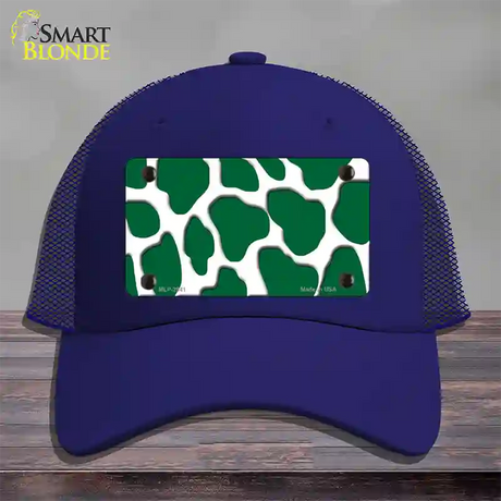 Green White Giraffe Novelty License Plate Hat Mesh / Royal Blue