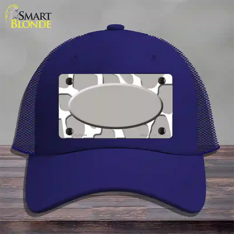 Grey White Giraffe Grey Center Oval Novelty License Plate Hat Mesh / Royal Blue