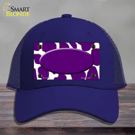 Purple White Giraffe Purple Center Oval Novelty License Plate Hat Mesh / Royal Blue