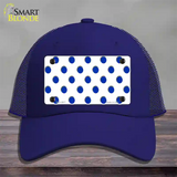 Blue White Polka Dot Novelty License Plate Hat Mesh / Royal Blue