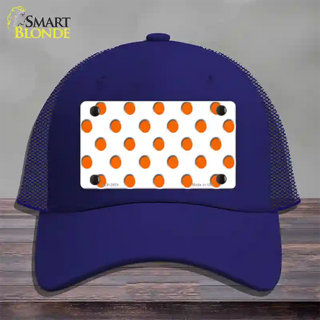 Orange White Polka Dot Novelty License Plate Hat Mesh / Royal Blue