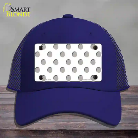 Grey White Polka Dot Novelty License Plate Hat Mesh / Royal Blue