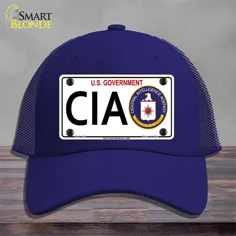 CIA Novelty License Plate Hat Mesh / Royal Blue