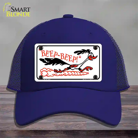 Beep Beep Roadrunner Novelty License Plate Hat Mesh / Royal Blue