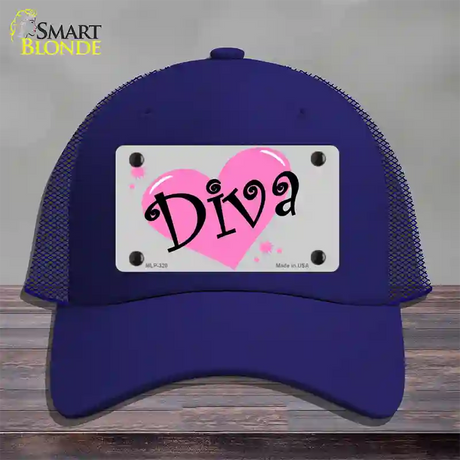 Diva Novelty License Plate Hat Mesh / Royal Blue