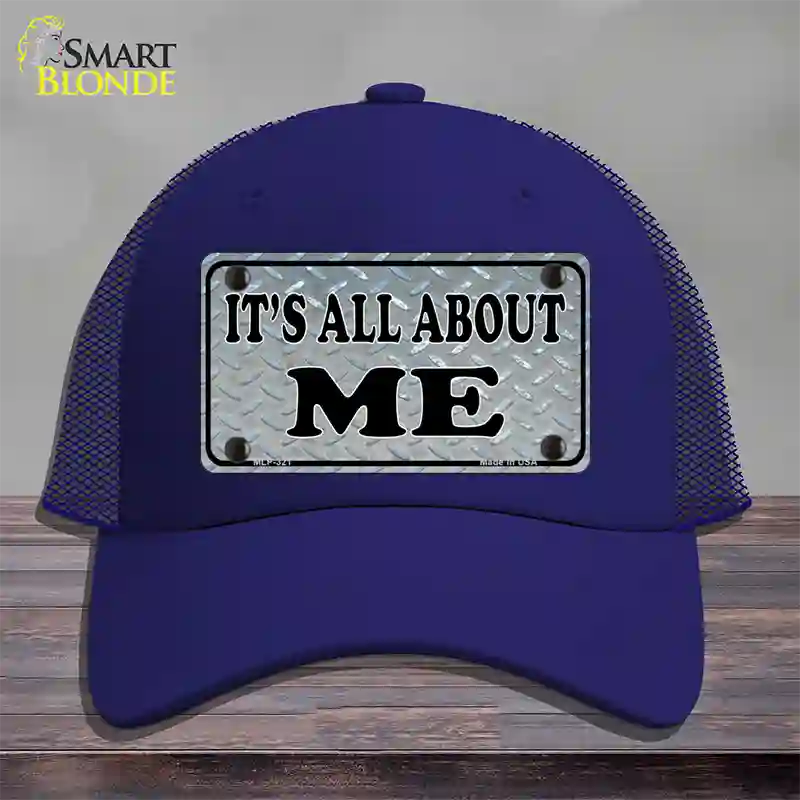 Its All About Me Novelty License Plate Hat Mesh / Royal Blue