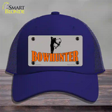 Bow Hunter Novelty License Plate Hat Mesh / Royal Blue