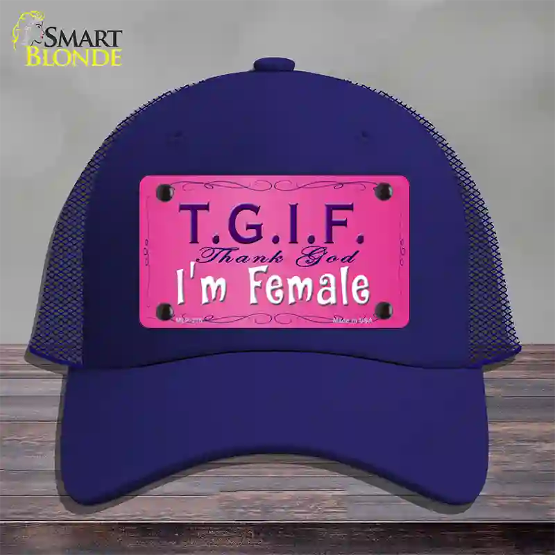 TGIF Novelty License Plate Hat Mesh / Royal Blue