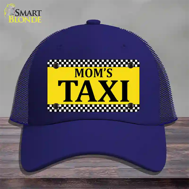 Moms Taxi Novelty License Plate Hat Mesh / Royal Blue