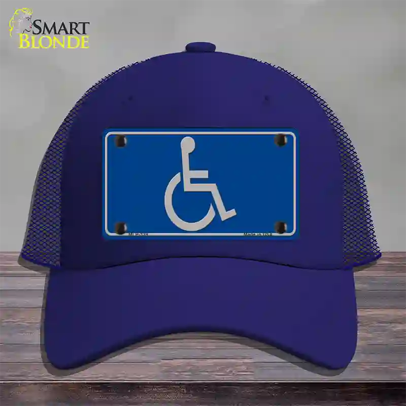 Handicap Logo Novelty License Plate Hat Mesh / Royal Blue