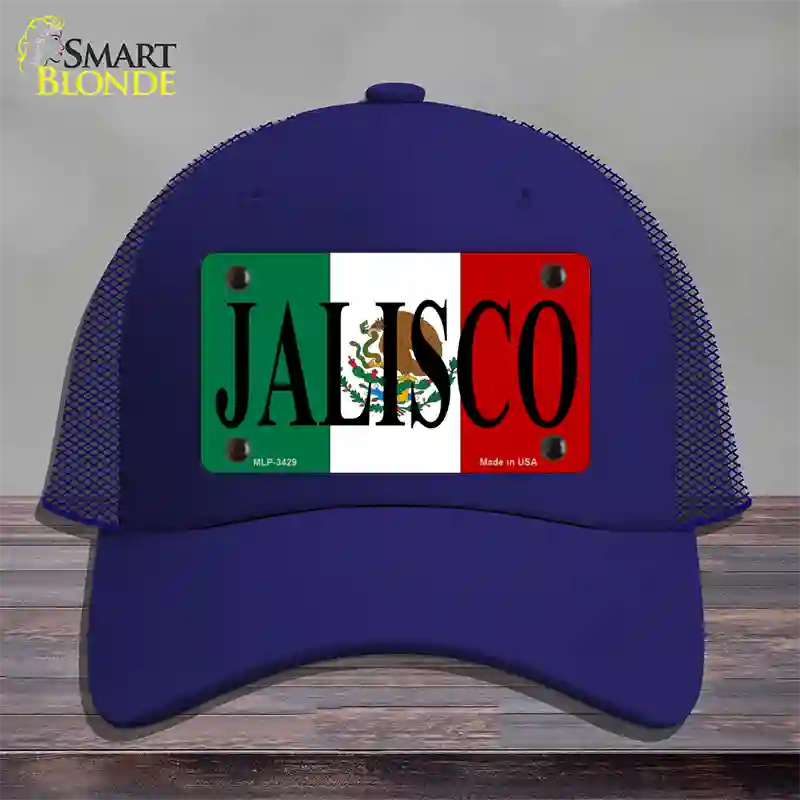 Jalisco Mexico Flag Novelty License Plate Hat Mesh / Royal Blue