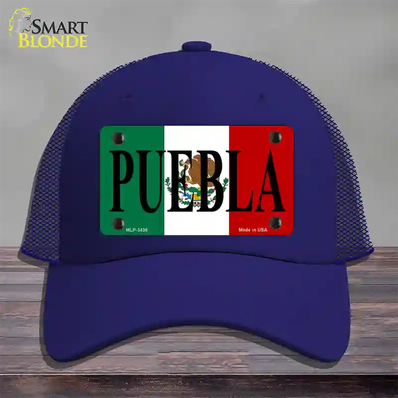 Puebla Novelty License Plate Hat Mesh / Royal Blue