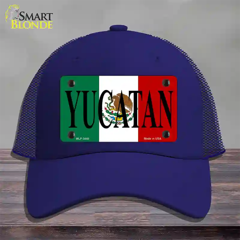 Yucatan Novelty License Plate Hat Mesh / Royal Blue