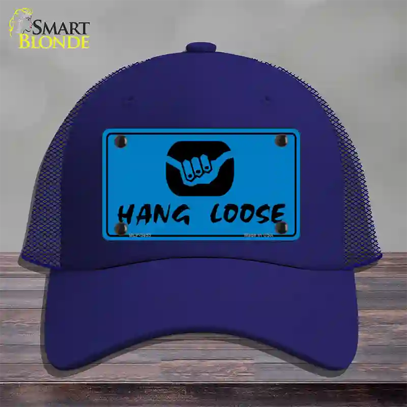 Hang Loose Novelty License Plate Hat Mesh / Royal Blue