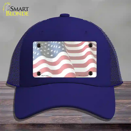 Faded Old Glory Novelty License Plate Hat Mesh / Royal Blue