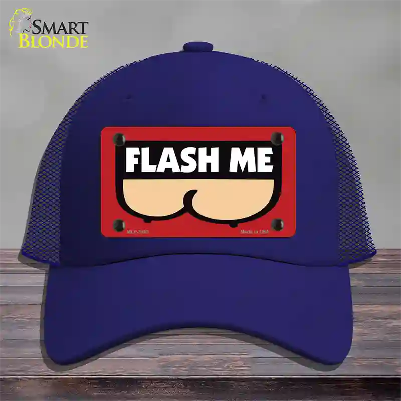 Flash Me Novelty License Plate Hat Mesh / Royal Blue