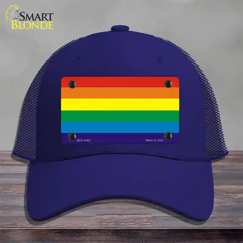 Rainbow Flag Novelty License Plate Hat Mesh / Royal Blue