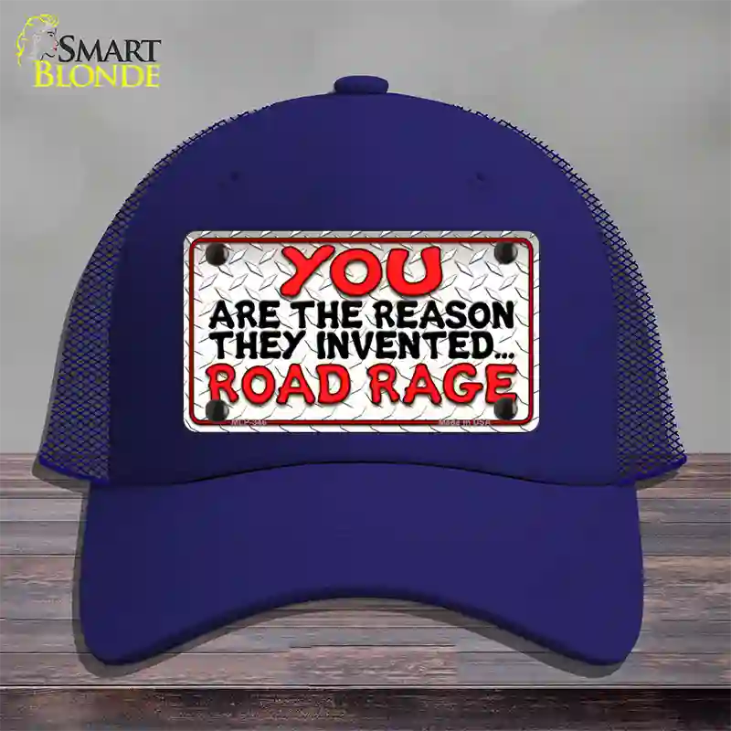 Invented Road Rage Novelty License Plate Hat Mesh / Royal Blue