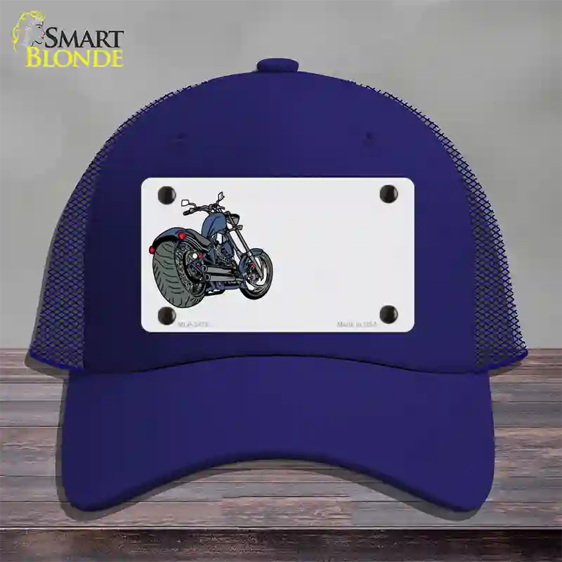 Motorcycle Offset Novelty License Plate Hat Mesh / Royal Blue