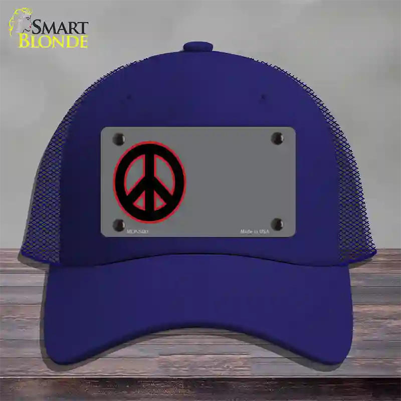 Peace Symbol Offset Novelty License Plate Hat Mesh / Royal Blue