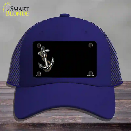 Anchor Offset Novelty License Plate Hat Mesh / Royal Blue