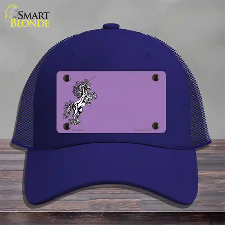 Unicorn Offset Novelty License Plate Hat Mesh / Royal Blue