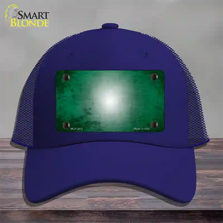 Green White Fade Scratched Novelty License Plate Hat Mesh / Royal Blue