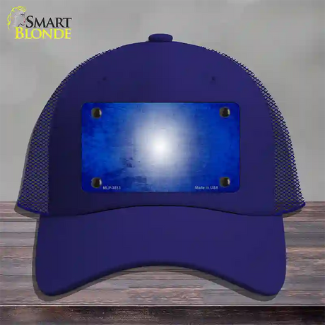 Blue White Fade Scratched Novelty License Plate Hat Mesh / Royal Blue