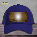 Brown White Fade Scratched Novelty License Plate Hat Mesh / Royal Blue