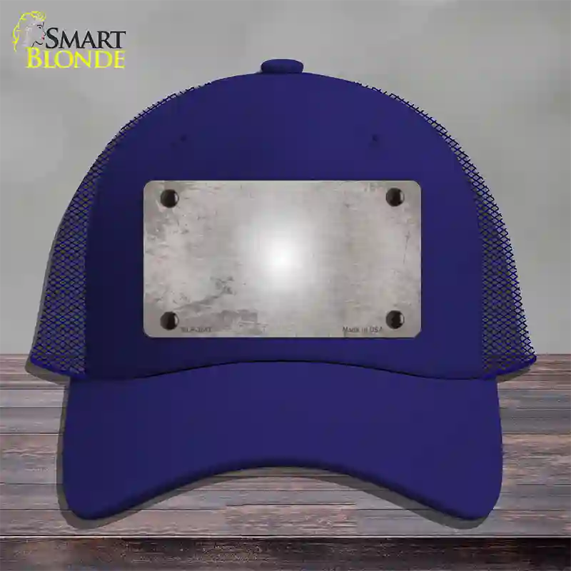 Gray White Fade Scratched Novelty License Plate Hat Mesh / Royal Blue