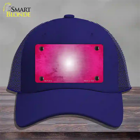 Pink White Fade Scratched Novelty License Plate Hat Mesh / Royal Blue