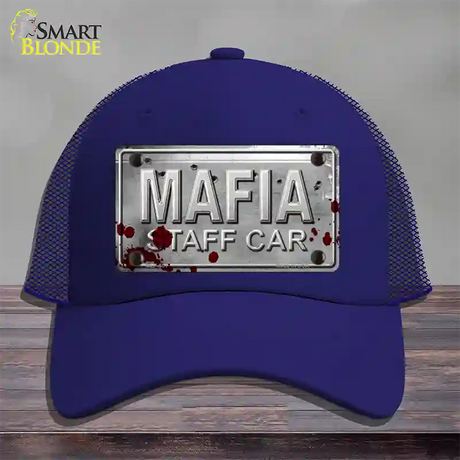 Mafia Staff Car Novelty License Plate Hat Mesh / Royal Blue