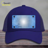 Lt Blue White Fade Scratched Novelty License Plate Hat Mesh / Royal Blue