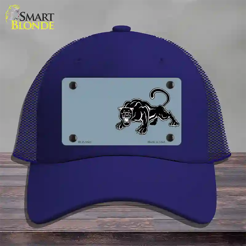 Black Panther Offset Novelty License Plate Hat Mesh / Royal Blue