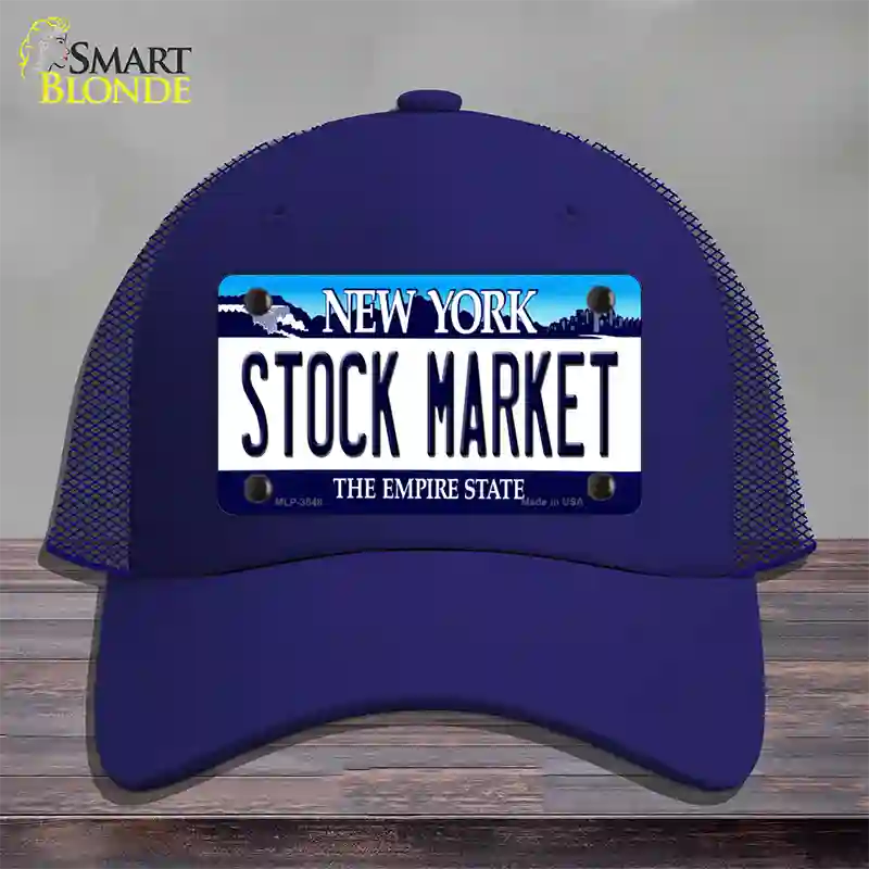 Stock Market New York Novelty License Plate Hat Mesh / Royal Blue