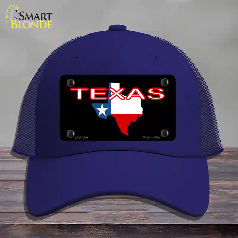 Texas Filled State Flag Novelty License Plate Hat Mesh / Royal Blue