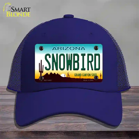 Snowbird Arizona Novelty License Plate Hat Mesh / Royal Blue