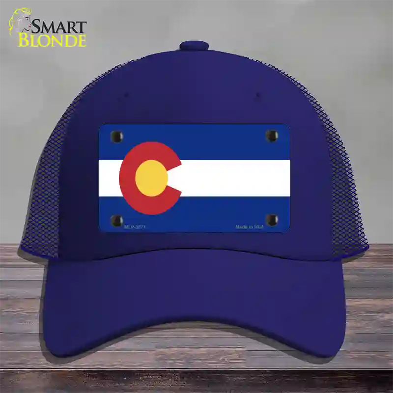 Colorado State Flag Novelty License Plate Hat Mesh / Royal Blue