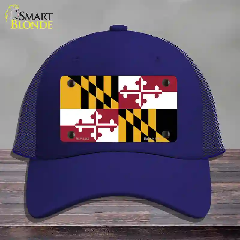 Maryland State Flag Novelty License Plate Hat Mesh / Royal Blue