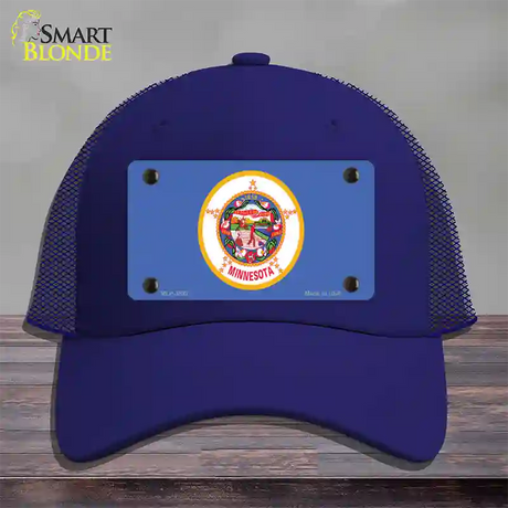 Minnesota State Flag Novelty License Plate Hat Mesh / Royal Blue