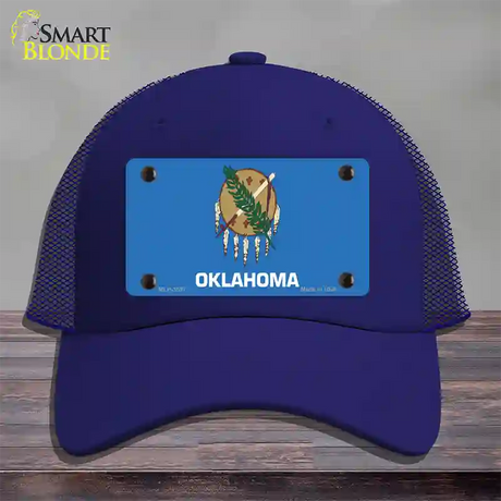 Oklahoma State Flag Novelty License Plate Hat Mesh / Royal Blue