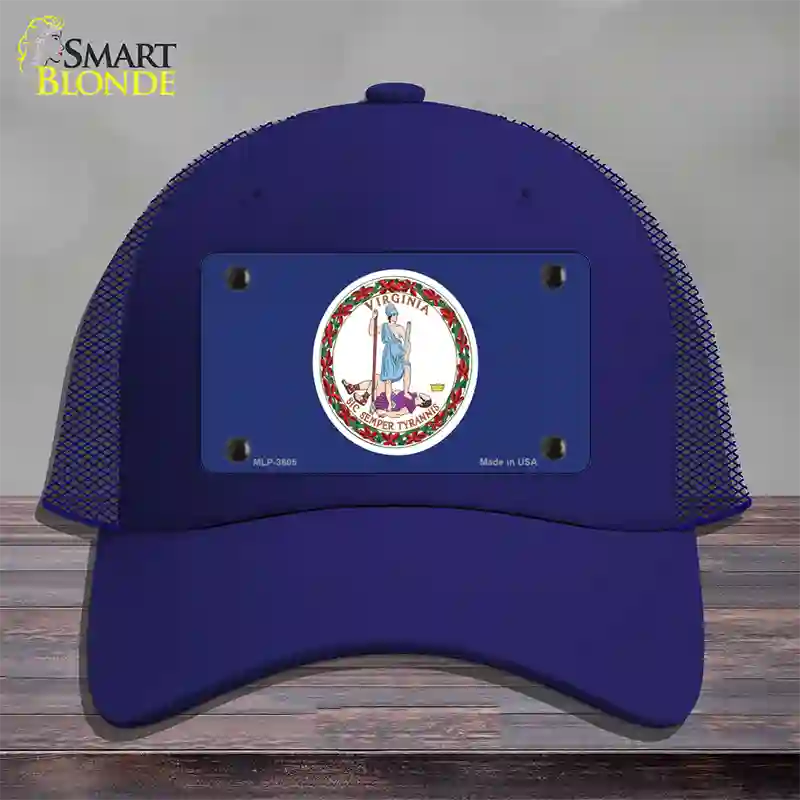 Virginia State Flag Novelty License Plate Hat Mesh / Royal Blue