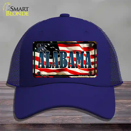 Alabama USA Novelty License Plate Hat Mesh / Royal Blue