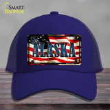 Alaska USA Novelty License Plate Hat Mesh / Royal Blue