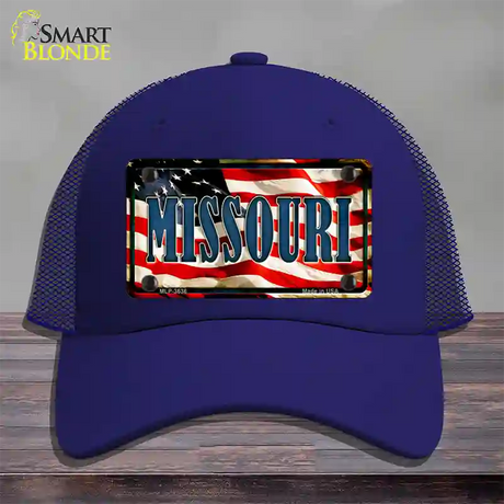 Missouri USA Novelty License Plate Hat Mesh / Royal Blue