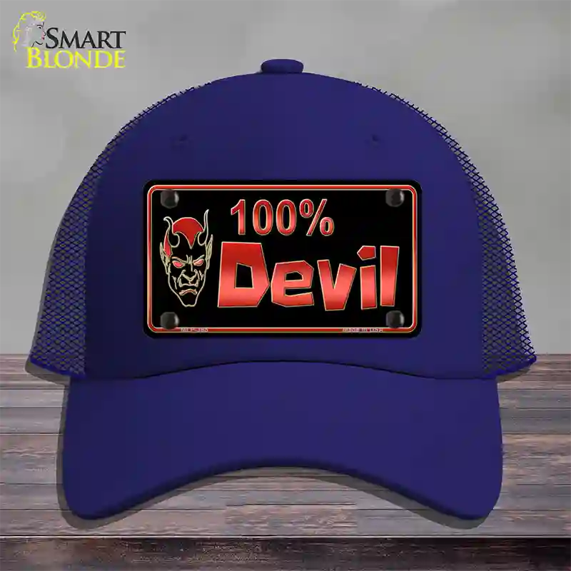 100% Devil Novelty License Plate Hat Mesh / Royal Blue