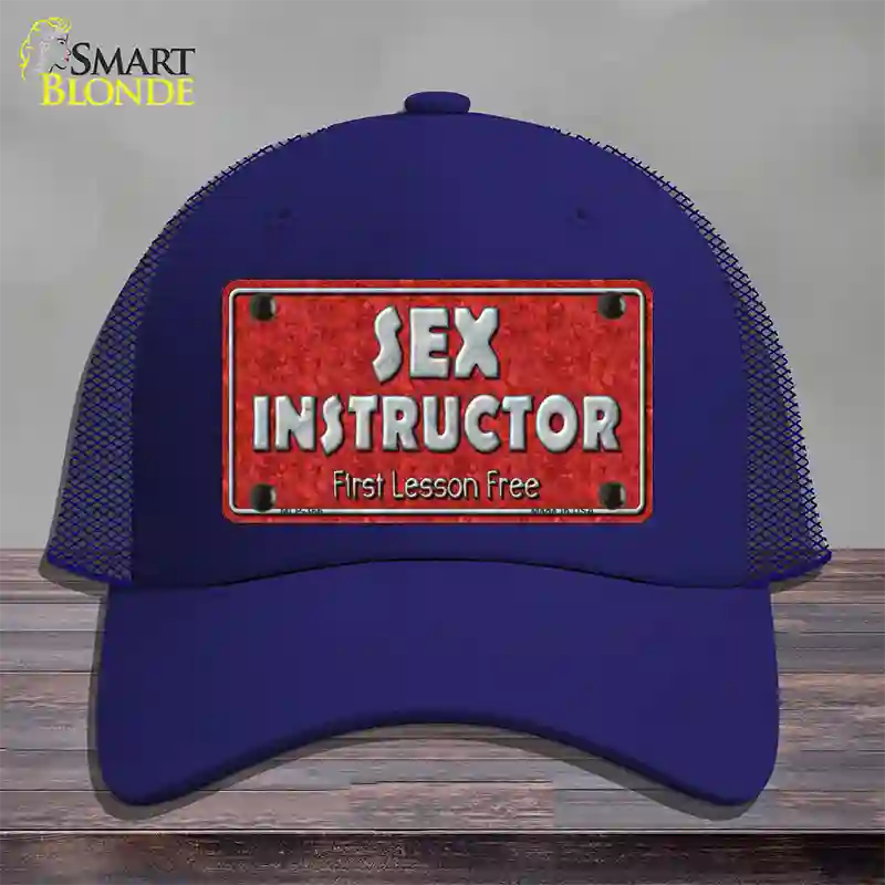 Sex Instructor Novelty License Plate Hat Mesh / Royal Blue