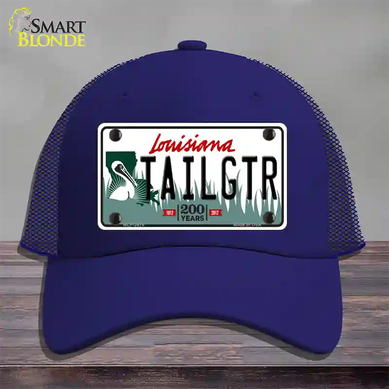 Tailgtr Louisiana Novelty License Plate Hat Mesh / Royal Blue